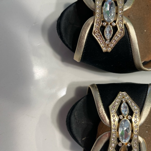 Badgley Mischka: beautiful black & gold shoes (leather & satin) - Picture 5 of 6